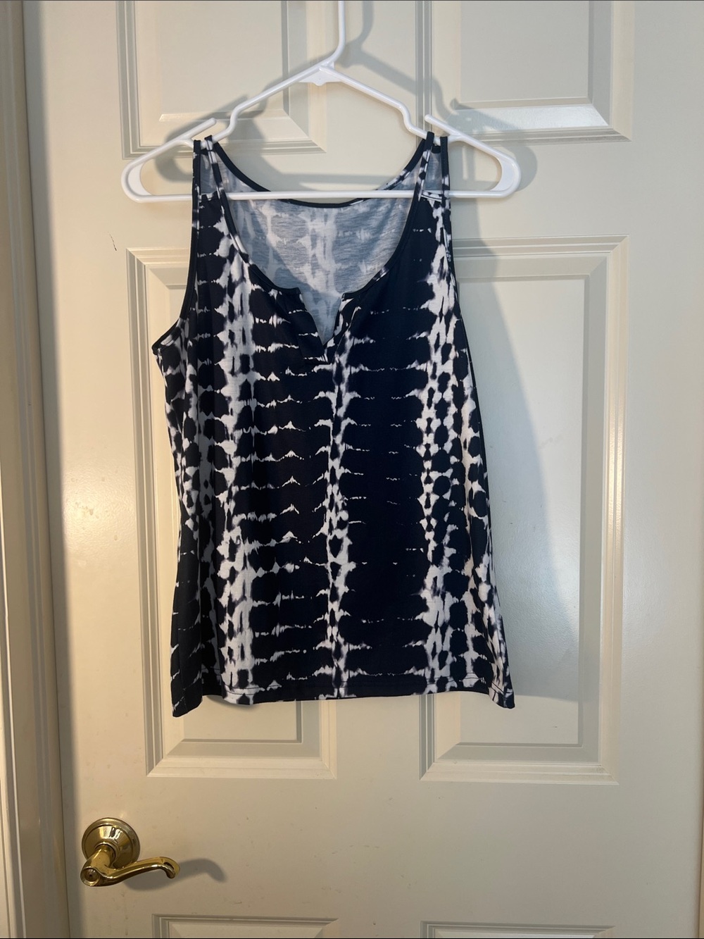 Tie-Dye Black & White Scoop Neck Tank Top